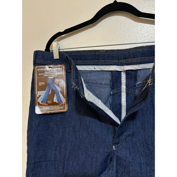 NEW NOS 70s Retro Levi’s Action Casual Mens Vintage NWT 38x32 Dark Blue Jeans - Picture 4 of 11